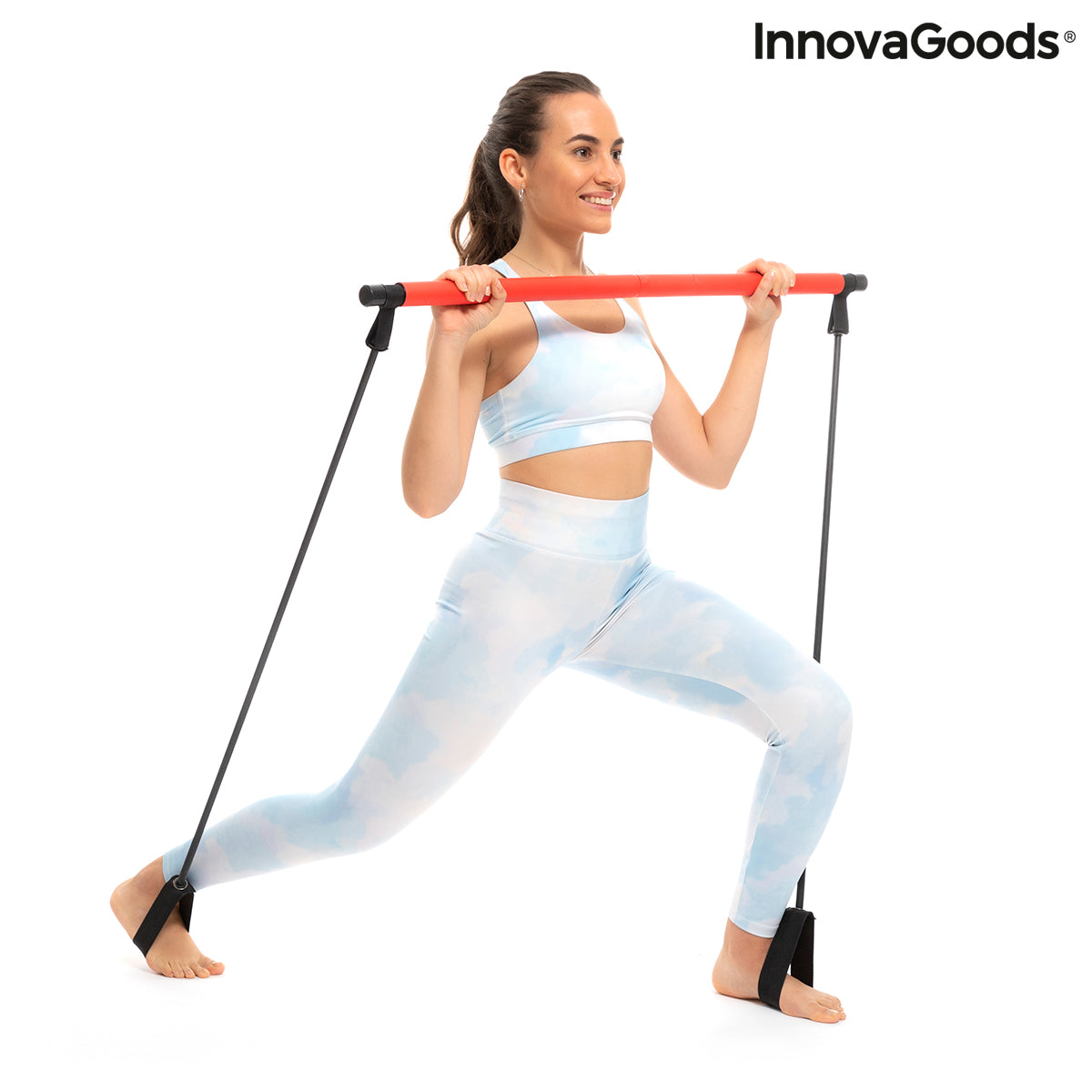 Barra fitness con bandas de resistencia y guía de ejercicios Resibar