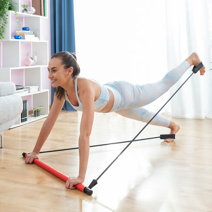 Barra fitness con bandas de resistencia y guía de ejercicios Resibar